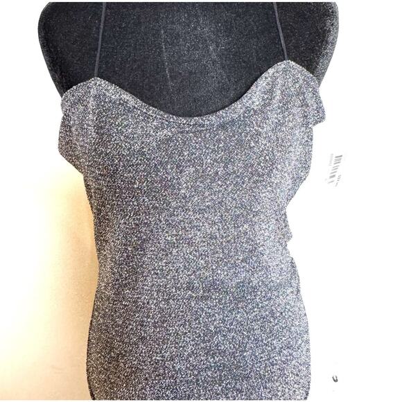 Love Tree Spaghetti Strap Bodycon Mini Dress Sparkle Black Silver- Size Large - Picture 2 of 5